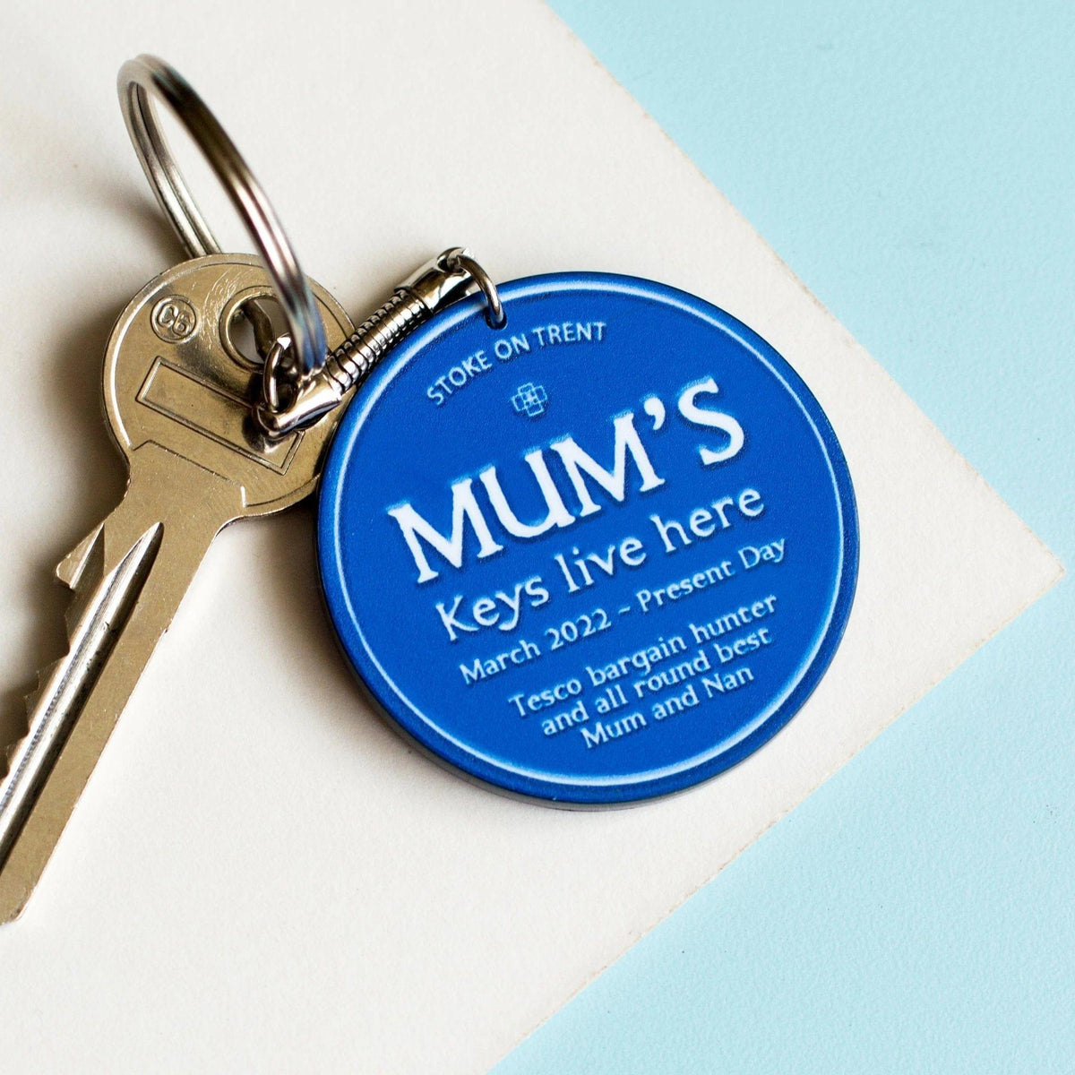 Personalised Blue Plaque Keyring for Mum - Of Life & Lemons®