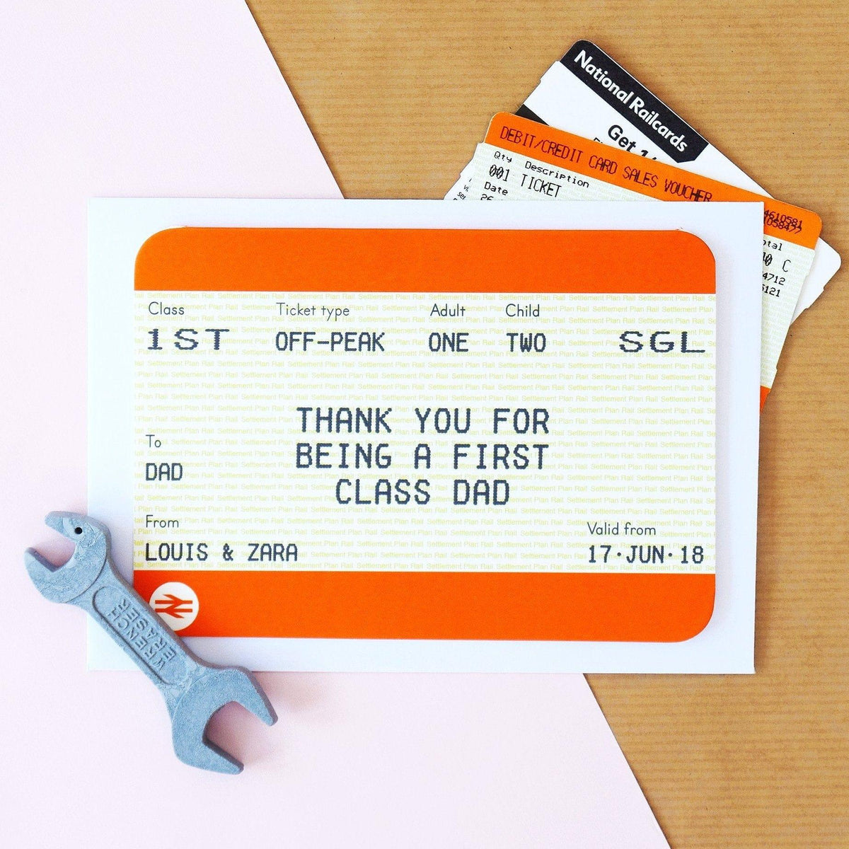Personalised Train Ticket Father's Day Card - Of Life & Lemons®