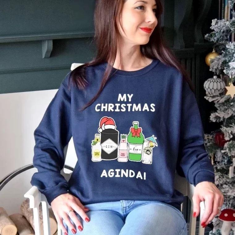 'Christmas Aginda' Funny Gin Christmas Jumper - Of Life & Lemons®