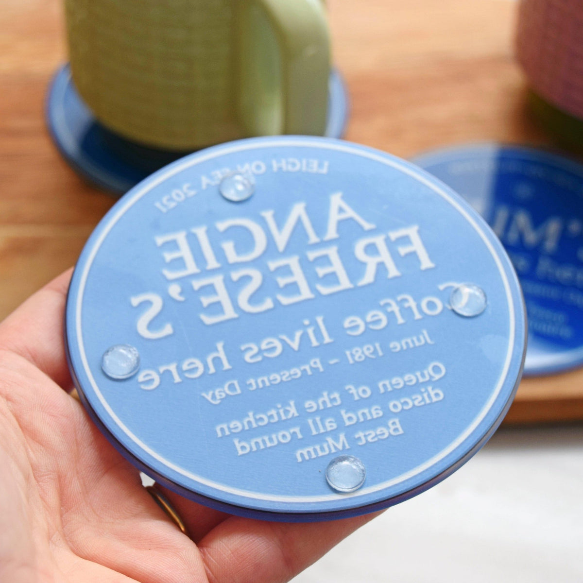 Personalised 'Blue Plaque' Glass Coaster for Mum - Of Life & Lemons®