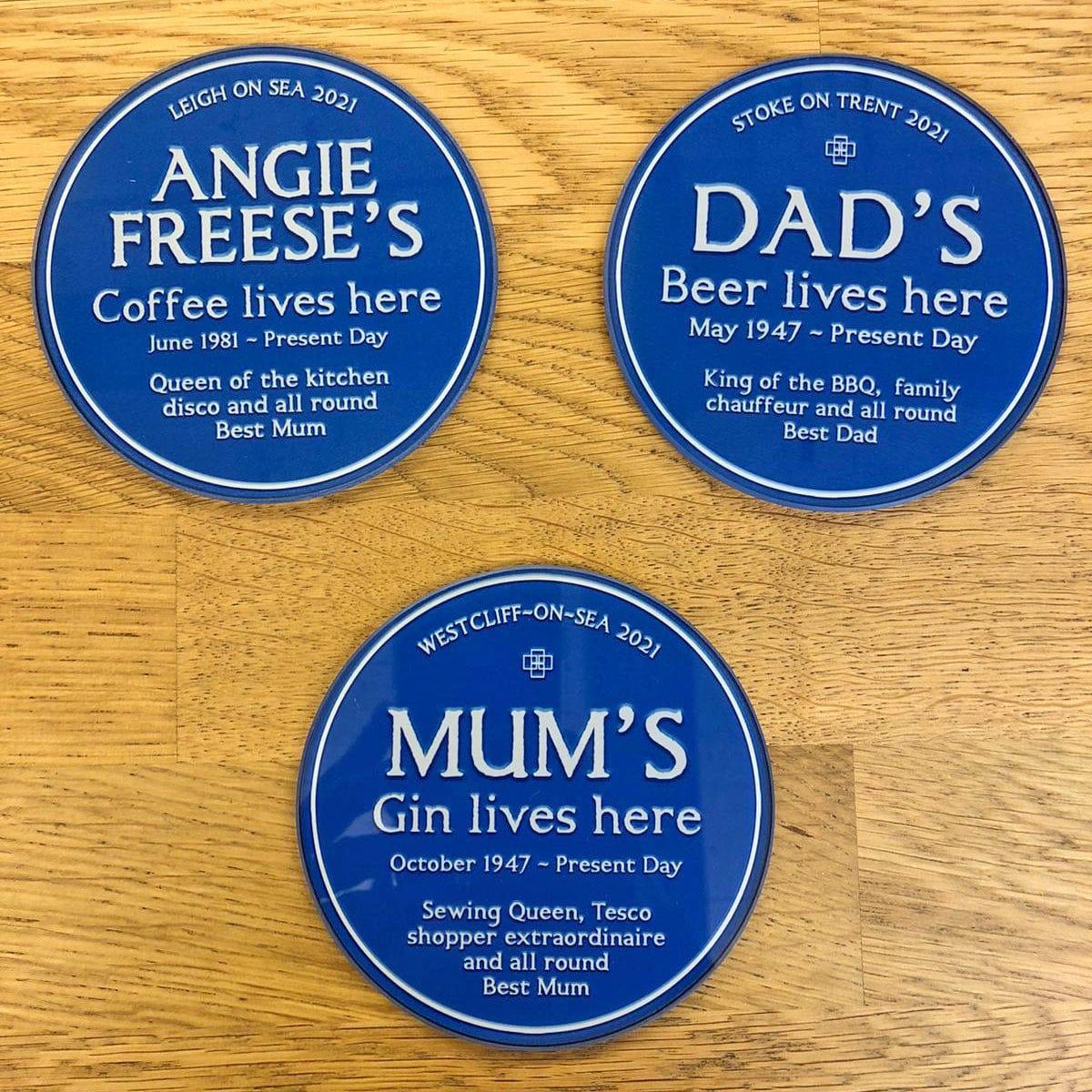 Personalised 'Blue Plaque' Glass Coaster for Mum - Of Life & Lemons®