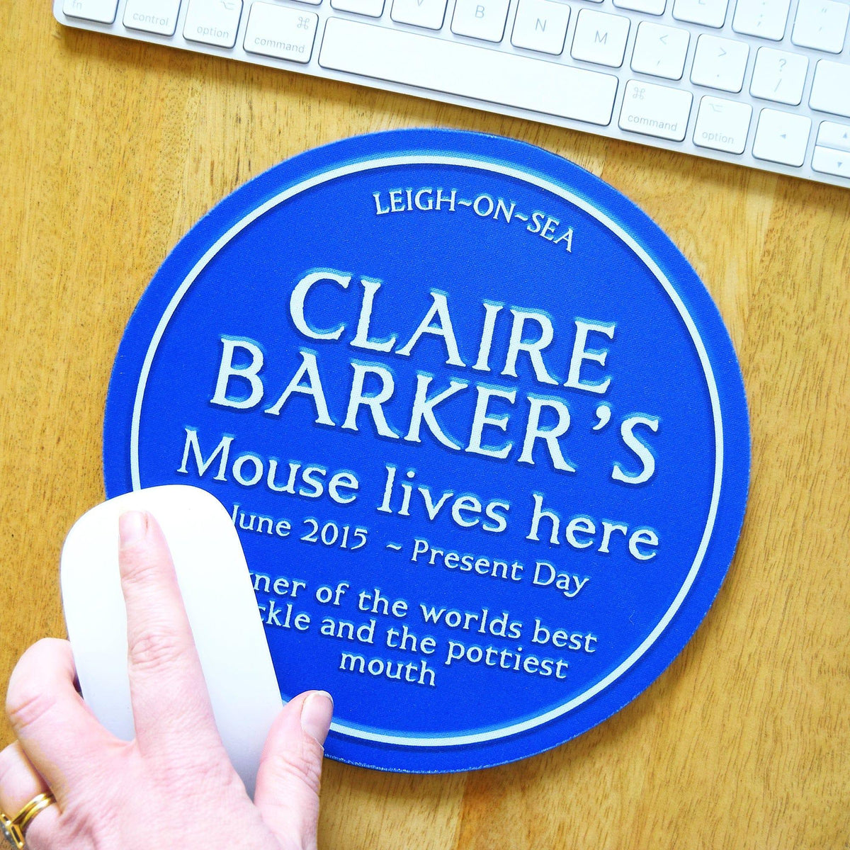 Personalised Blue Plaque Mouse Mat - Of Life & Lemons®