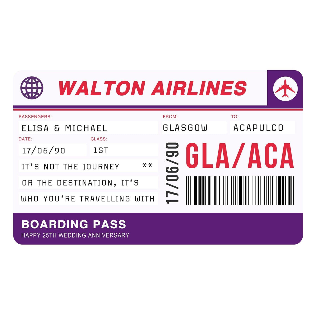 Personalised Boarding Pass Print - Of Life & Lemons®