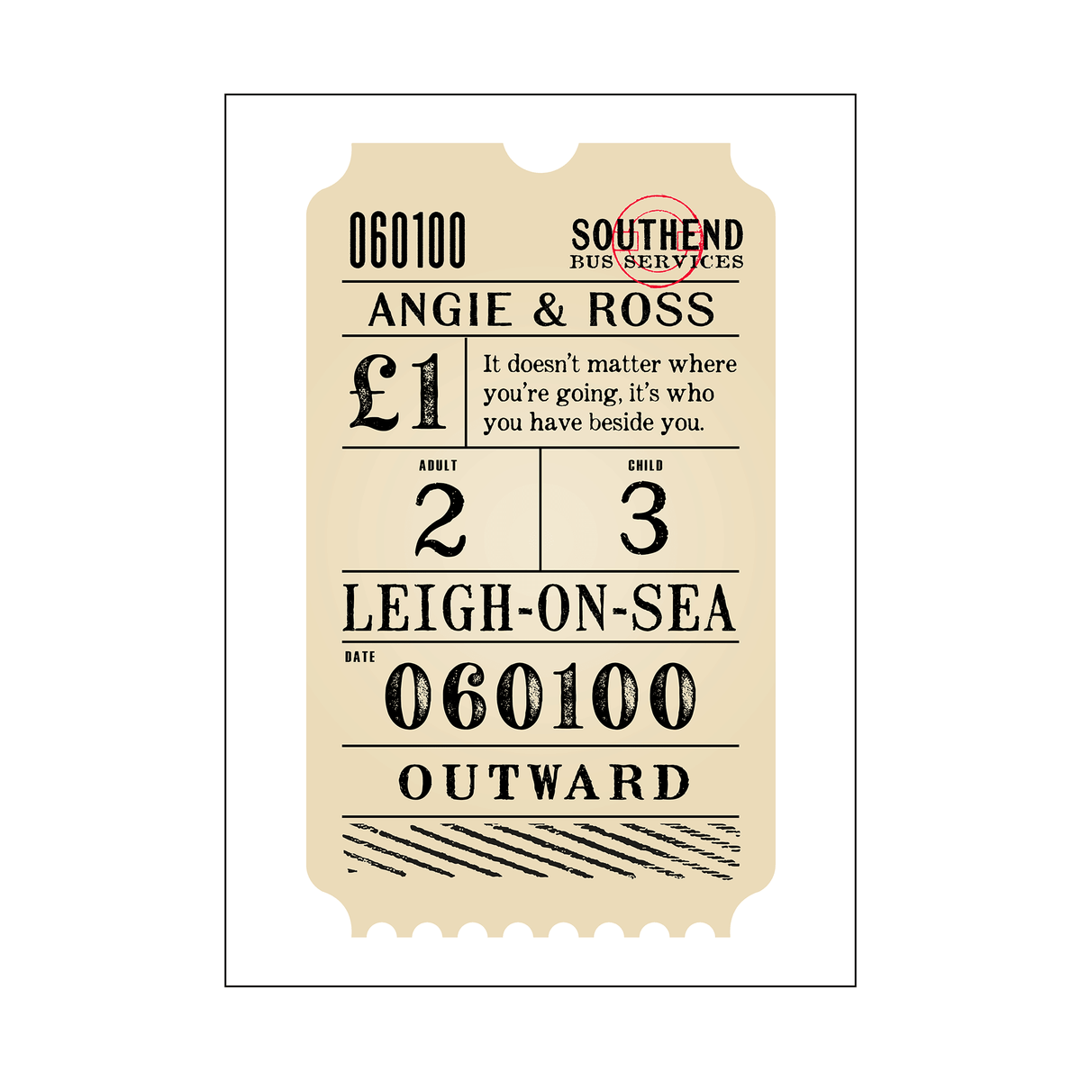 Vintage Personalised Bus Ticket Print - Of Life & Lemons®