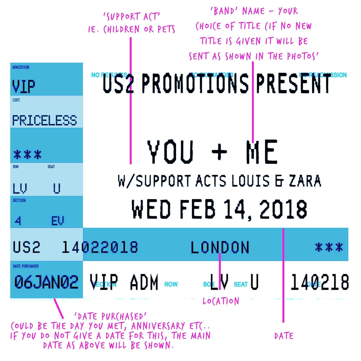 Personalised Concert Ticket Wallet Keepsake - Of Life & Lemons®