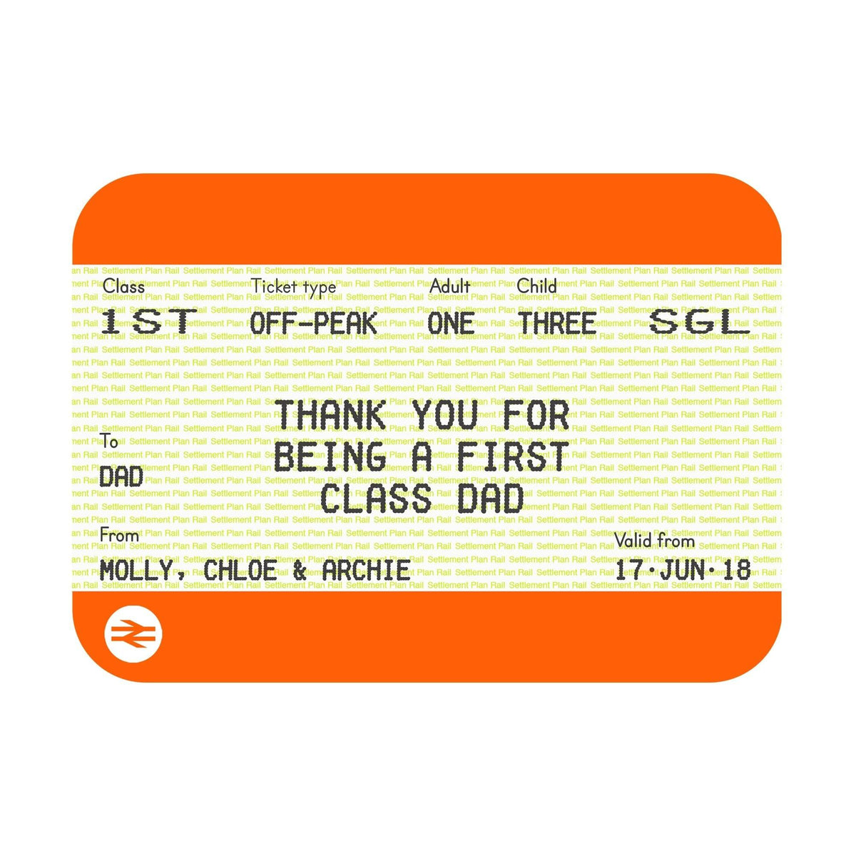 Personalised Train Ticket Father's Day Card - Of Life & Lemons®