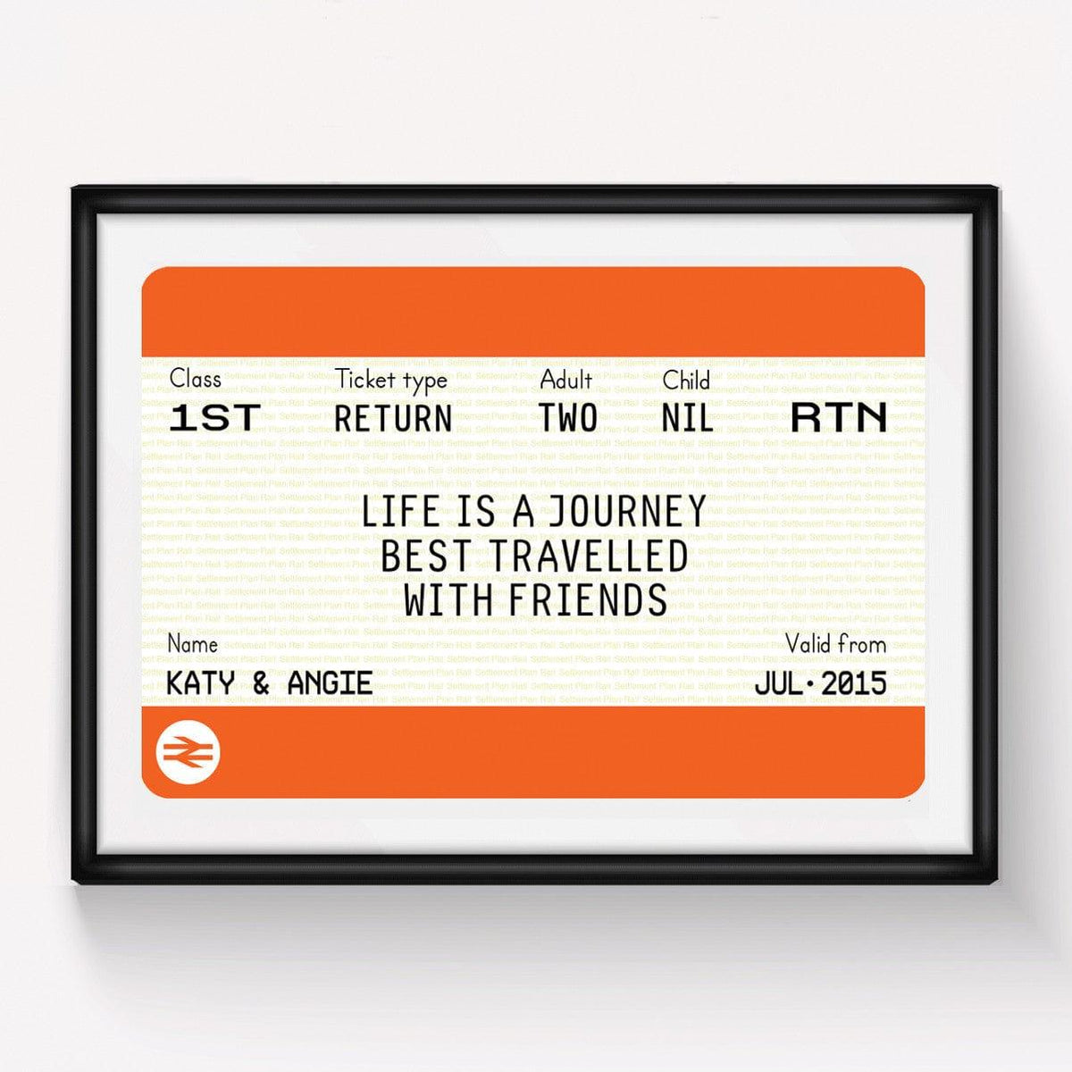 Personalised Train Ticket Friendship Print - Of Life & Lemons®