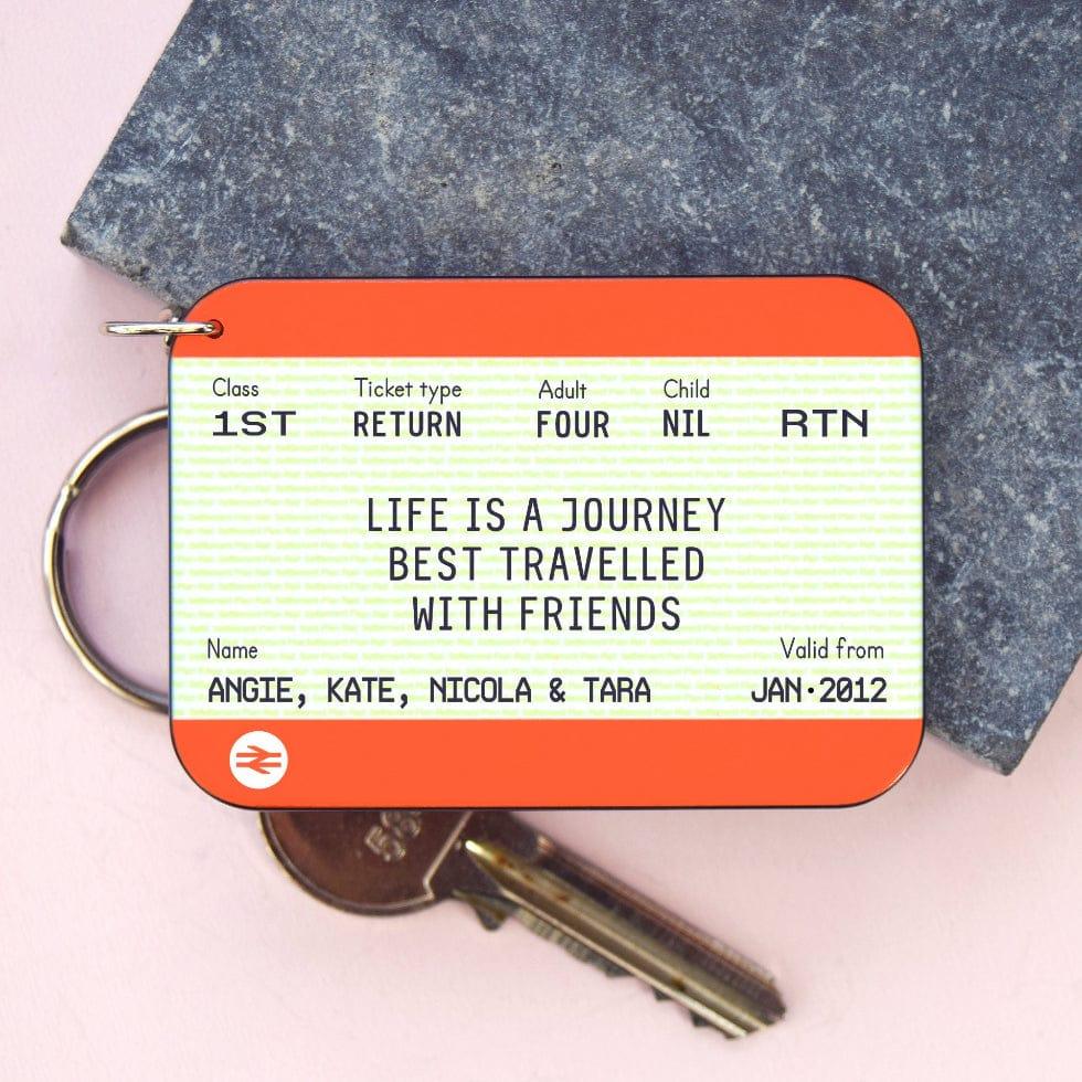 Personalised Train Ticket Friendship Keyring - Of Life & Lemons®