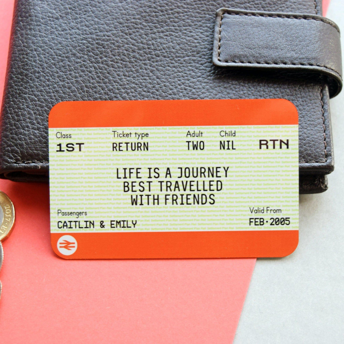Personalised Train Ticket Wallet Keepsake for Friends - Of Life & Lemons®