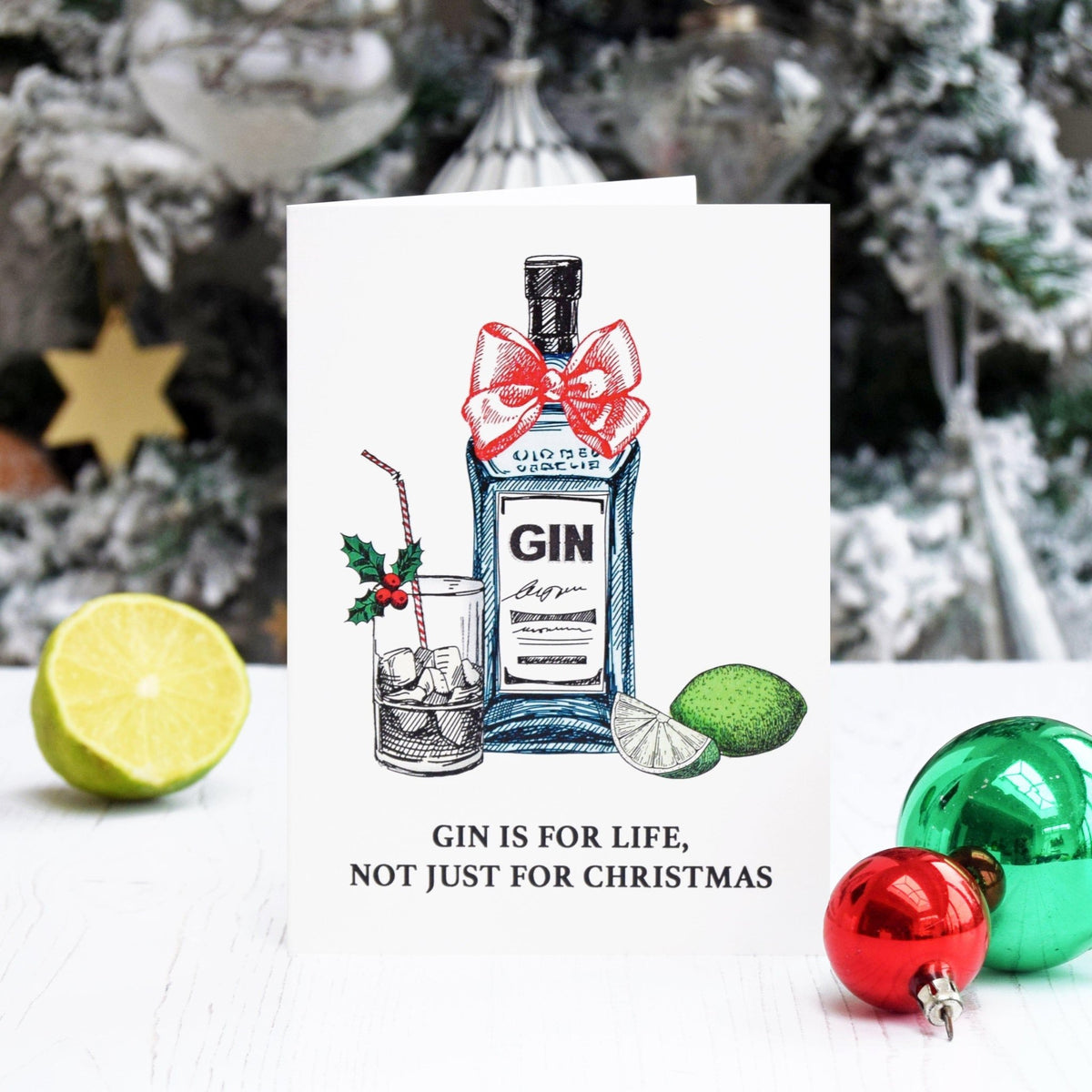'Gin is for Life' Funny Gin Christmas Card - Of Life & Lemons®