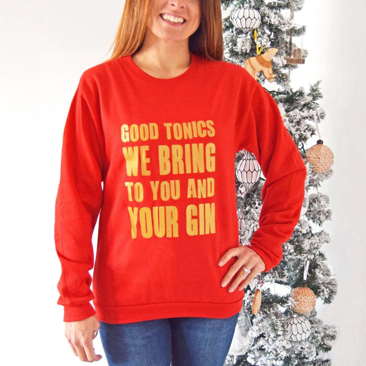 'Good Tonics' Gold Gin Christmas Jumper - Of Life & Lemons®