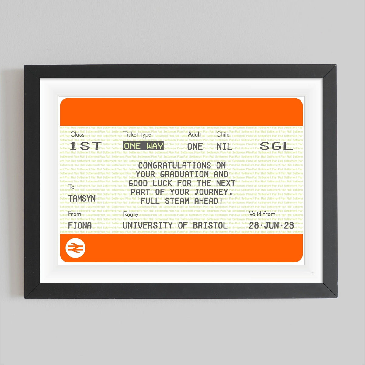 Personalised Graduation Train Ticket Print - Of Life & Lemons®
