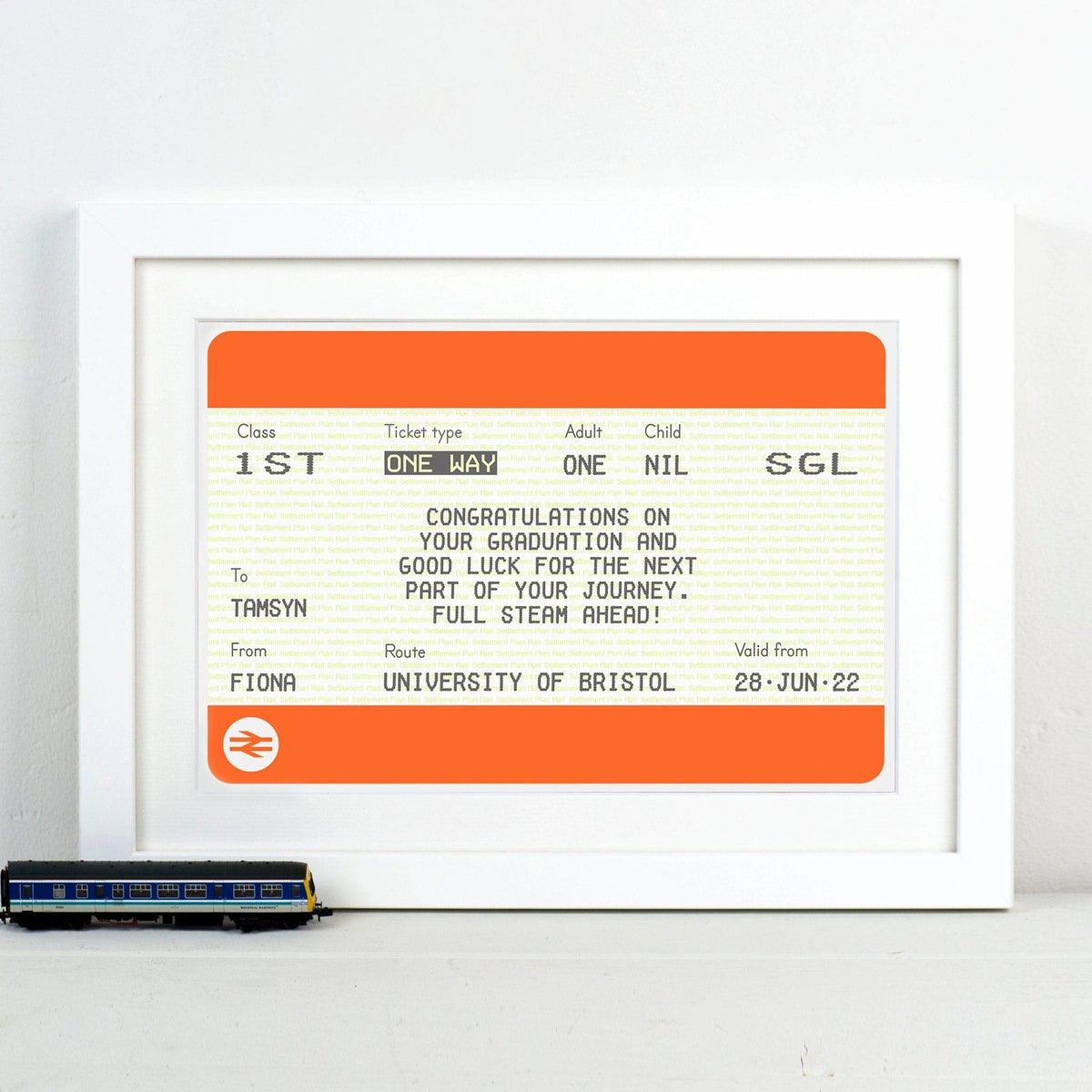 Personalised Graduation Train Ticket Print - Of Life & Lemons®