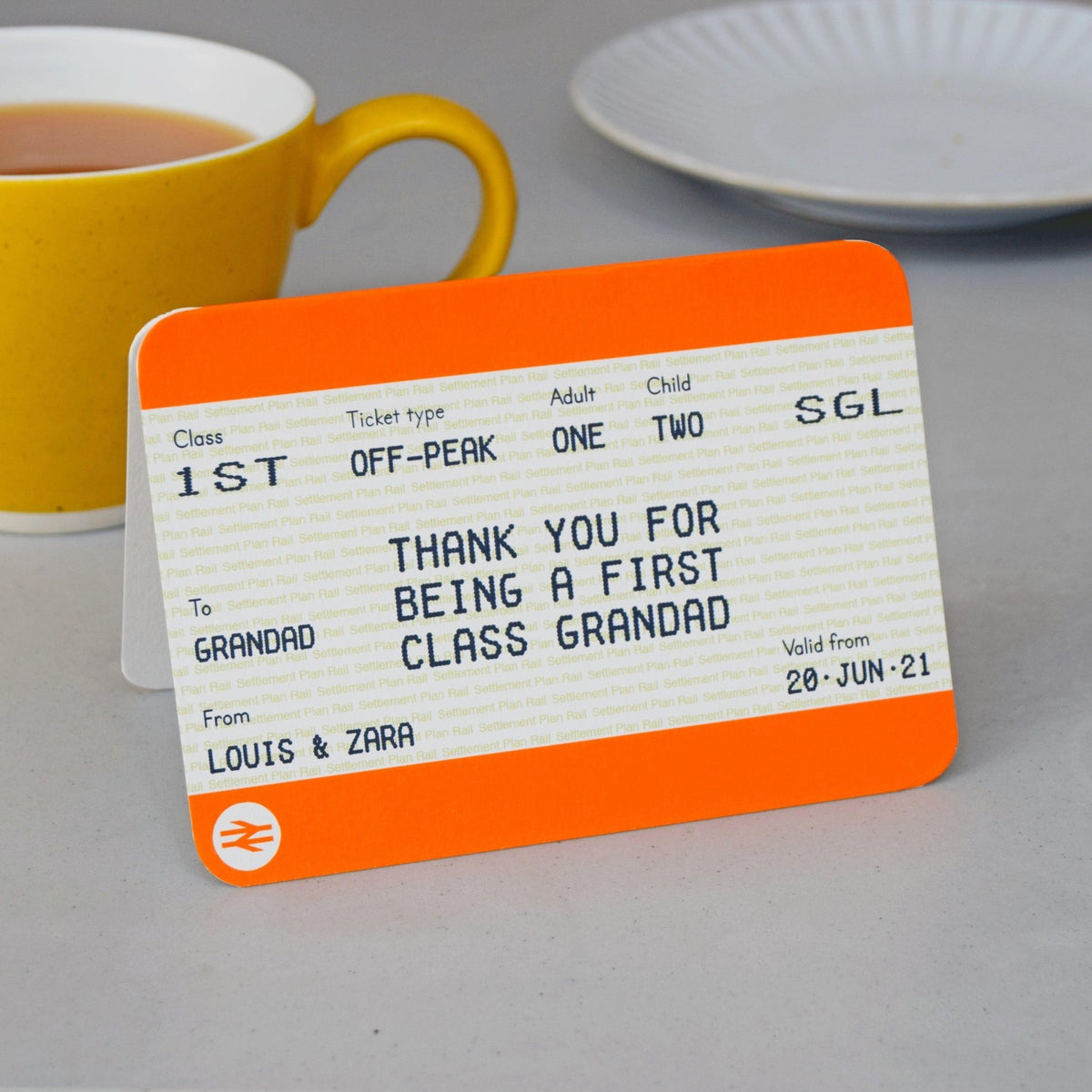 Personalised Train Ticket Card for Grandad - Of Life & Lemons®