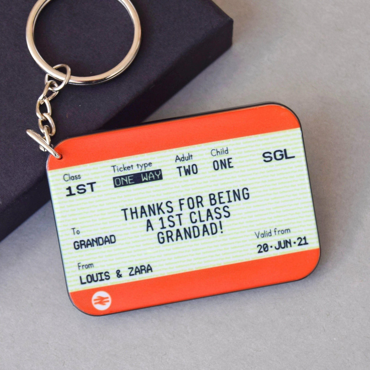 Personalised Train Ticket Keyring for Grandad - Of Life & Lemons®