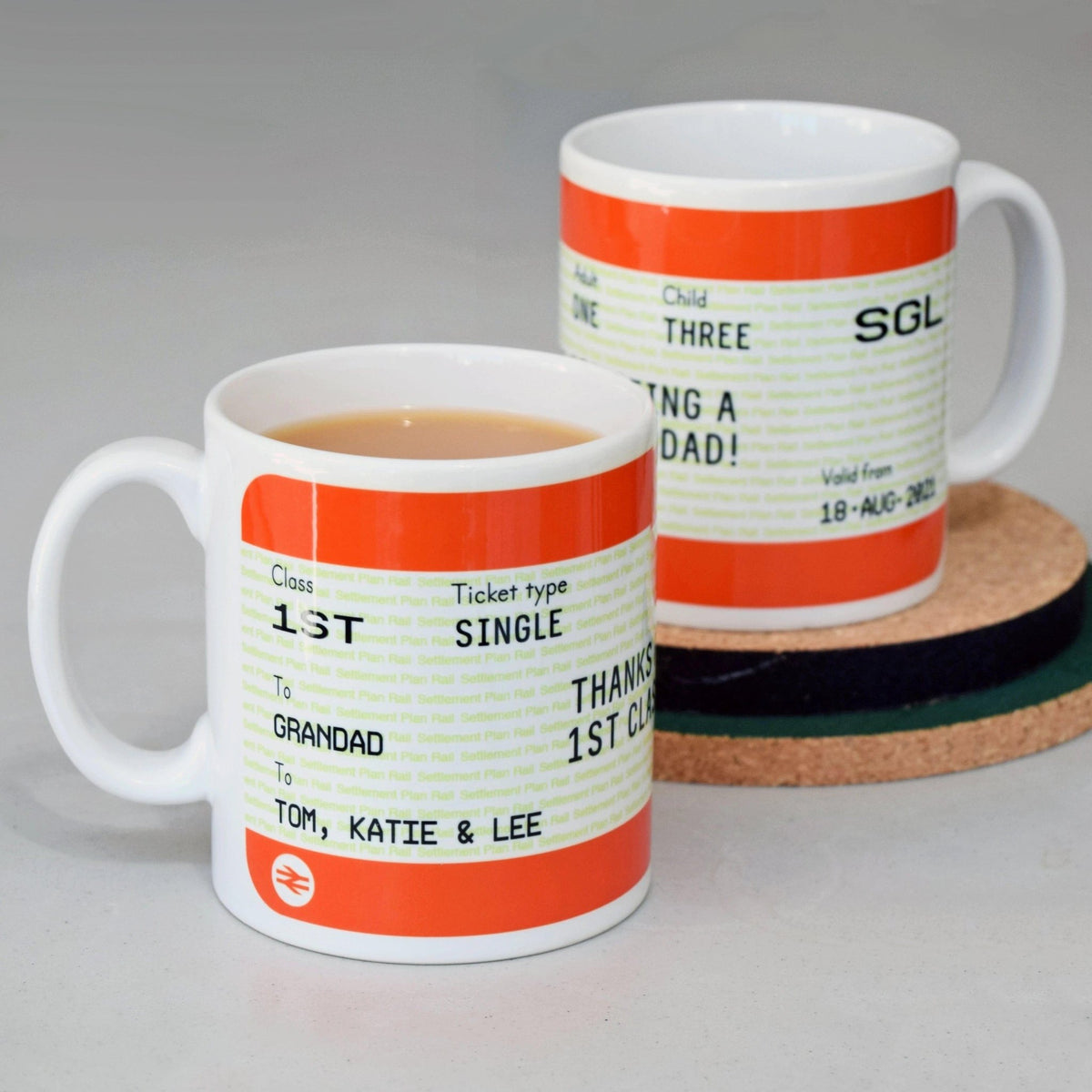 Personalised Train Ticket Mug for Grandad - Of Life & Lemons®