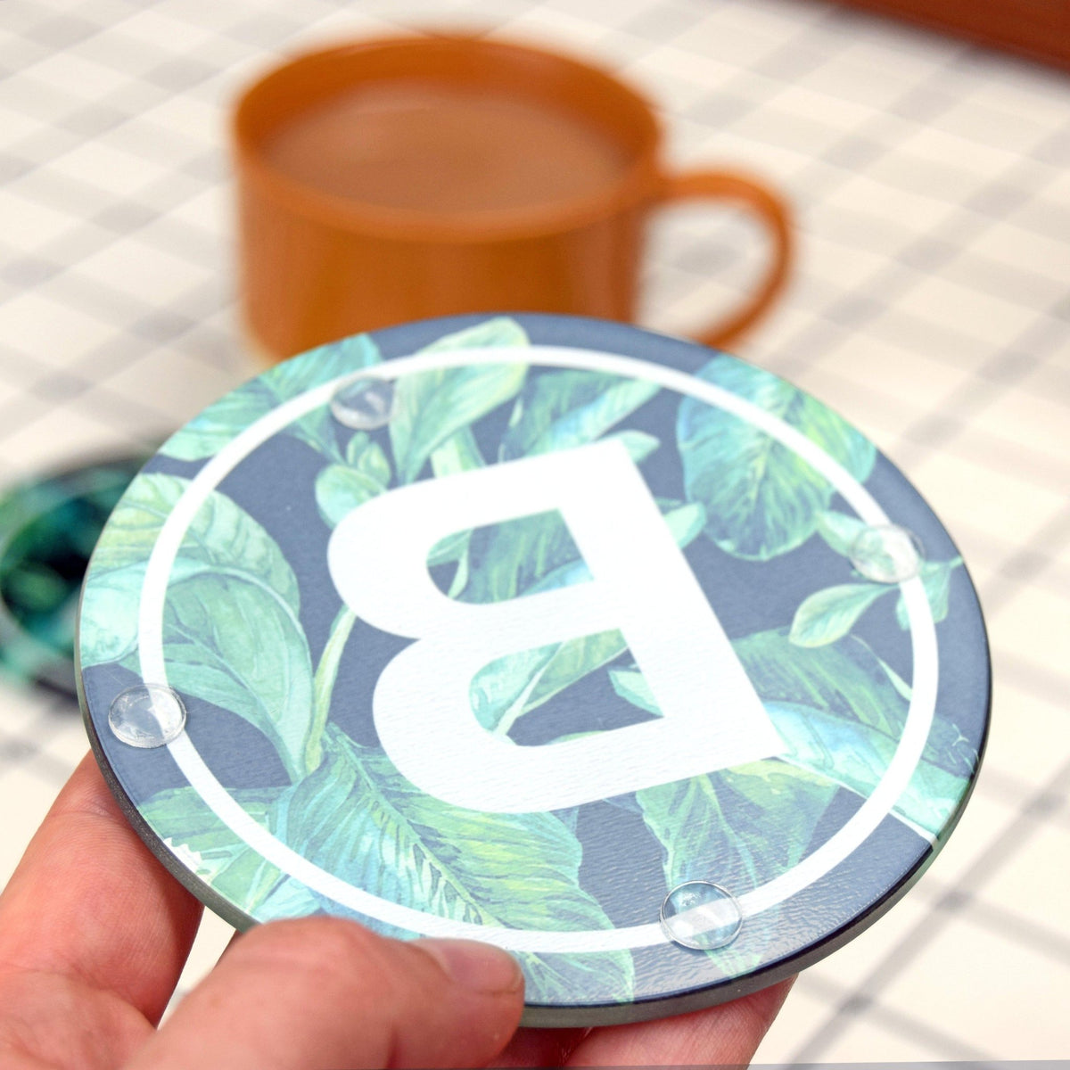 Custom Tropical Leaf Monogram Coaster - Of Life & Lemons®