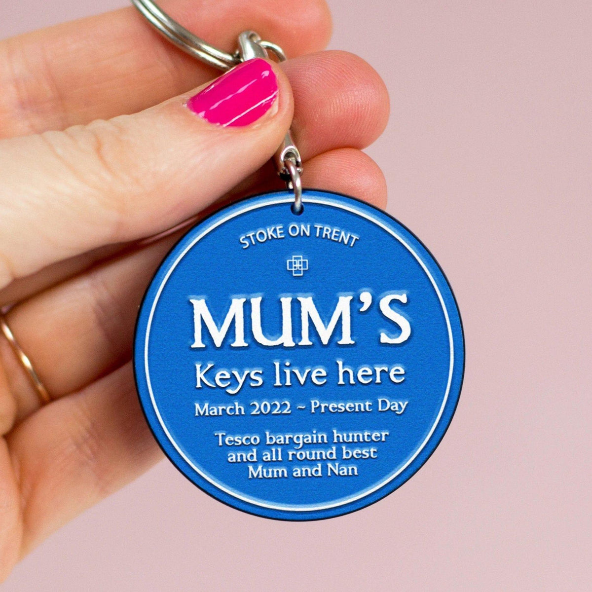Personalised Blue Plaque Keyring for Mum - Of Life & Lemons®