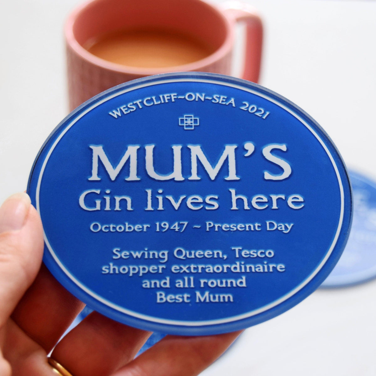 Personalised 'Blue Plaque' Glass Coaster for Mum - Of Life & Lemons®