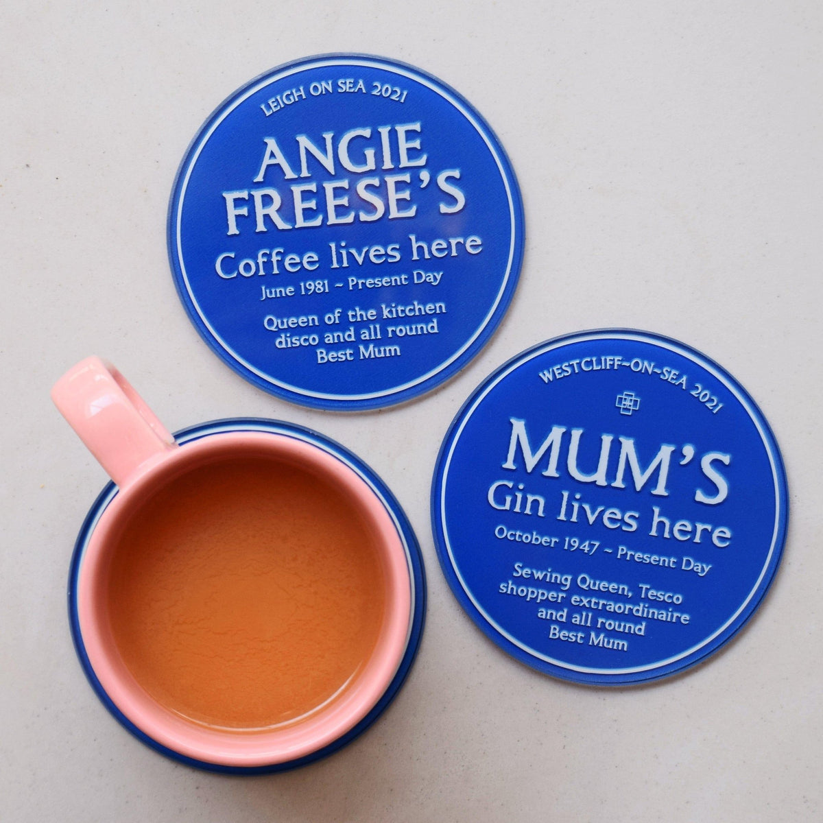 Personalised 'Blue Plaque' Glass Coaster for Mum - Of Life & Lemons®