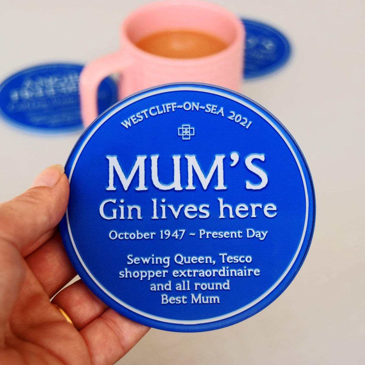 Personalised 'Blue Plaque' Glass Coaster for Mum - Of Life & Lemons®