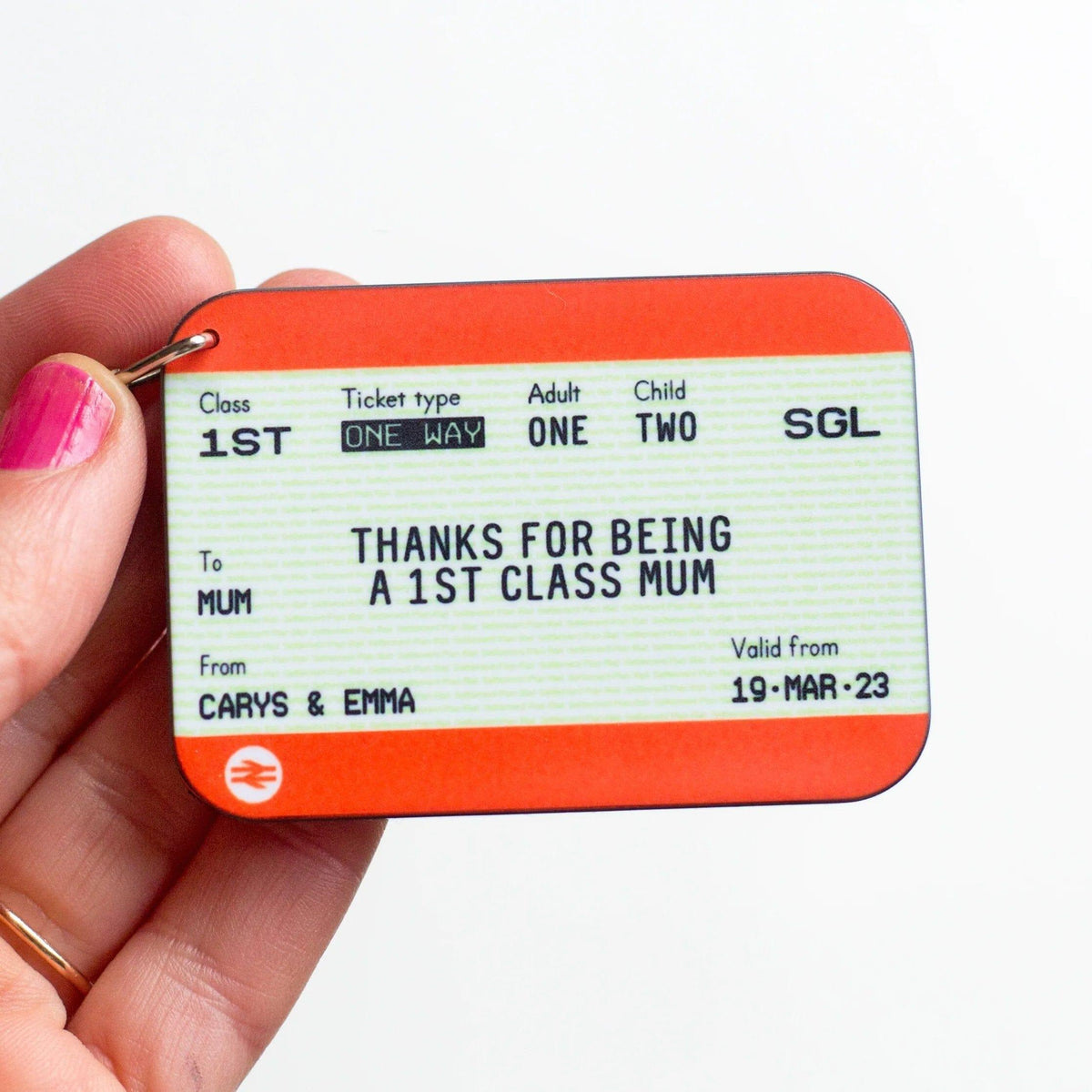 Personalised Train Ticket Keyring for Mum - Of Life & Lemons®