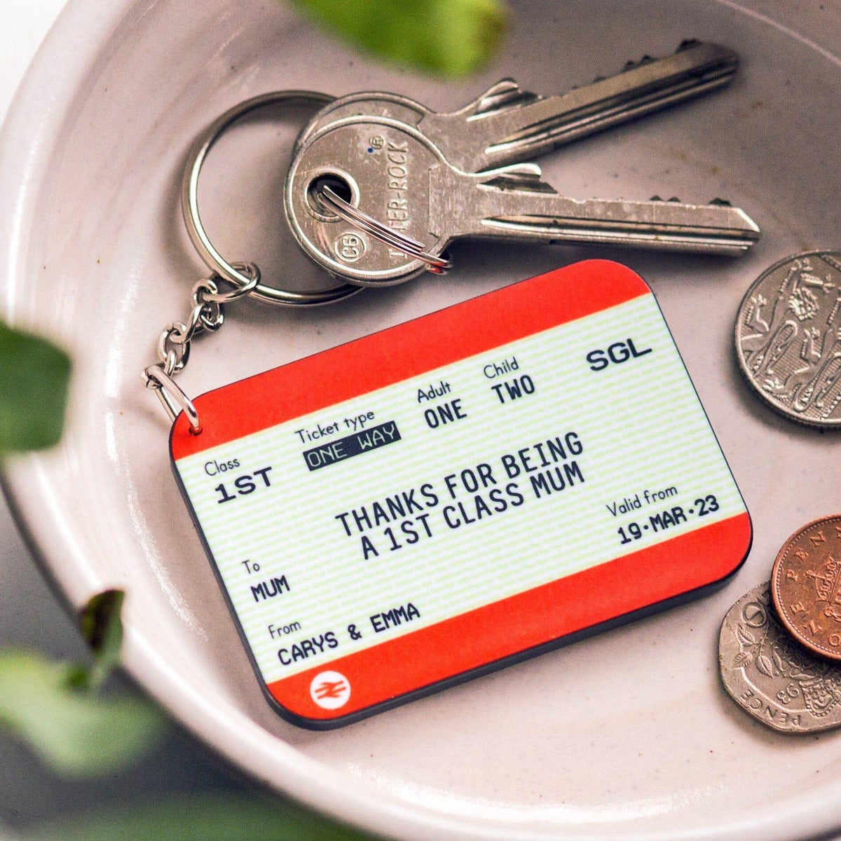 Personalised Train Ticket Keyring for Mum - Of Life & Lemons®