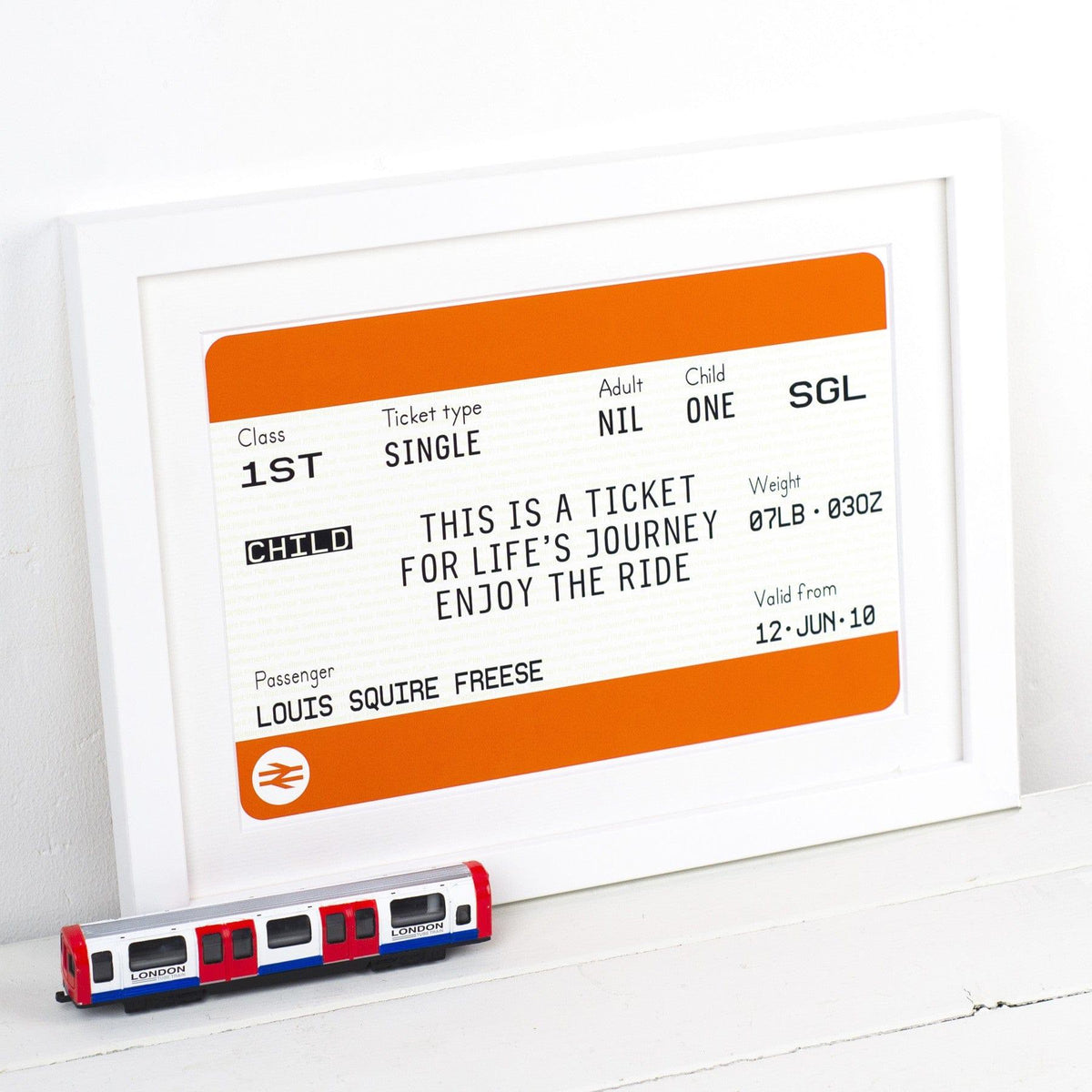 Personalised New Baby Train Ticket Print - Of Life & Lemons®