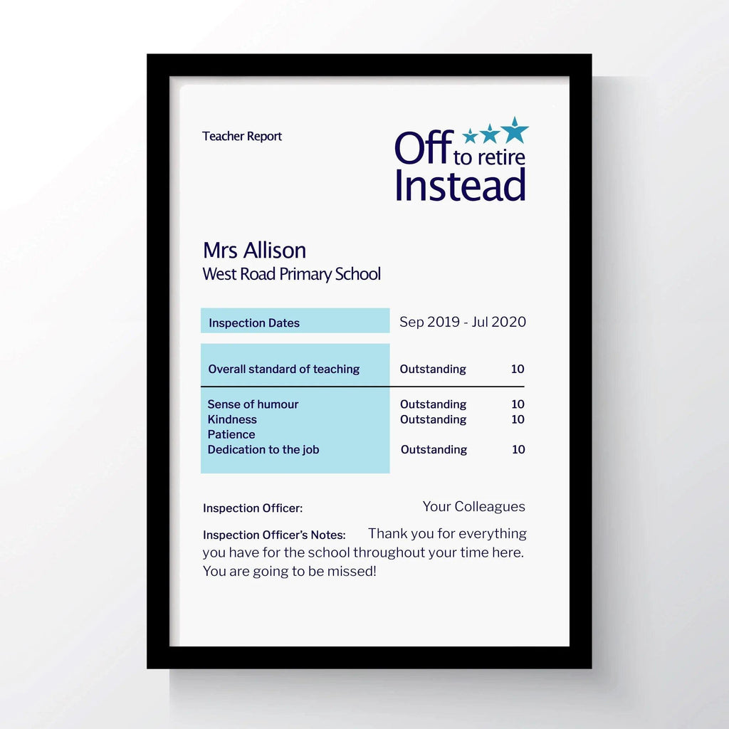 Personalised Report Print for Teacher – Of Life & Lemons®