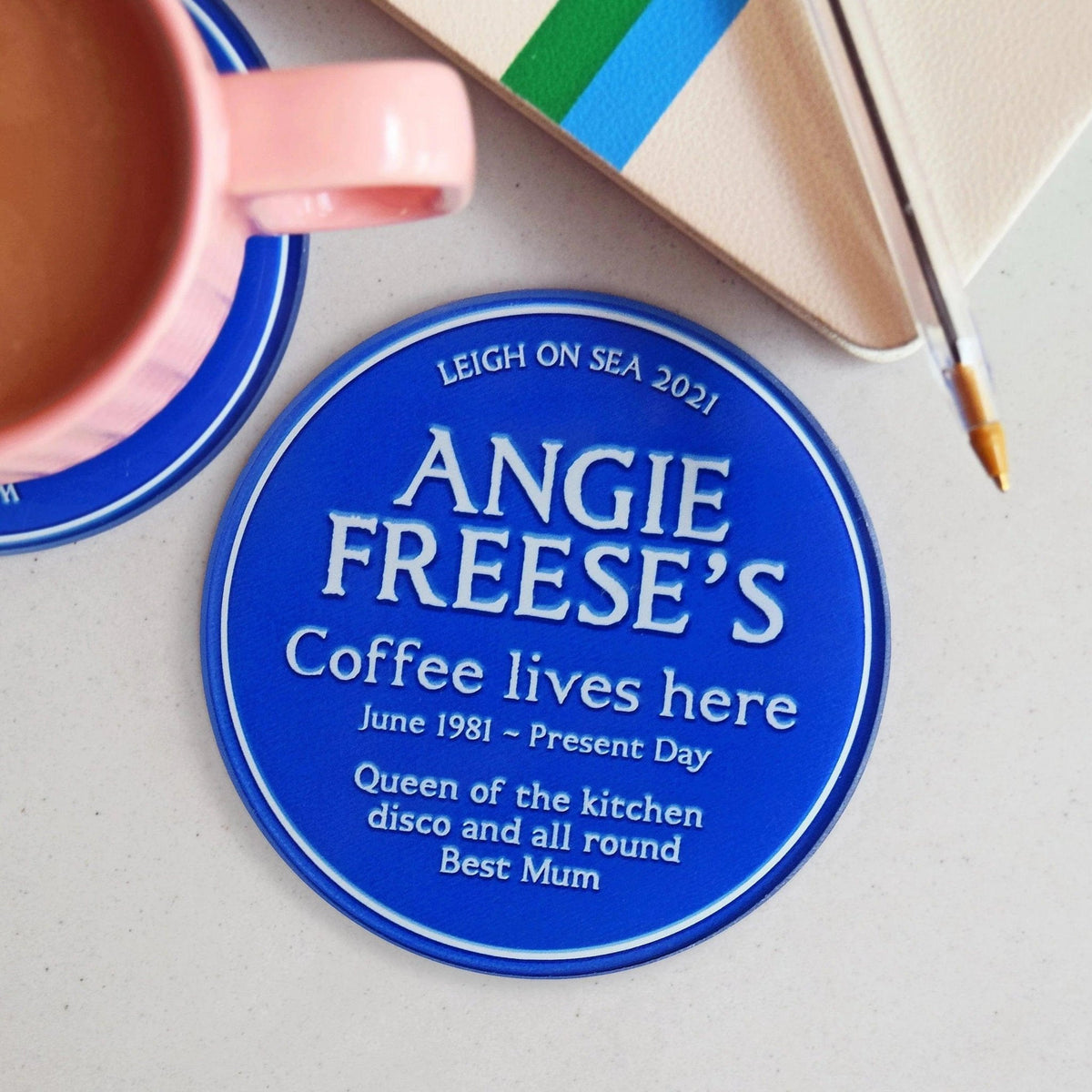 Personalised 'Blue Plaque' Glass Coaster - Of Life & Lemons®