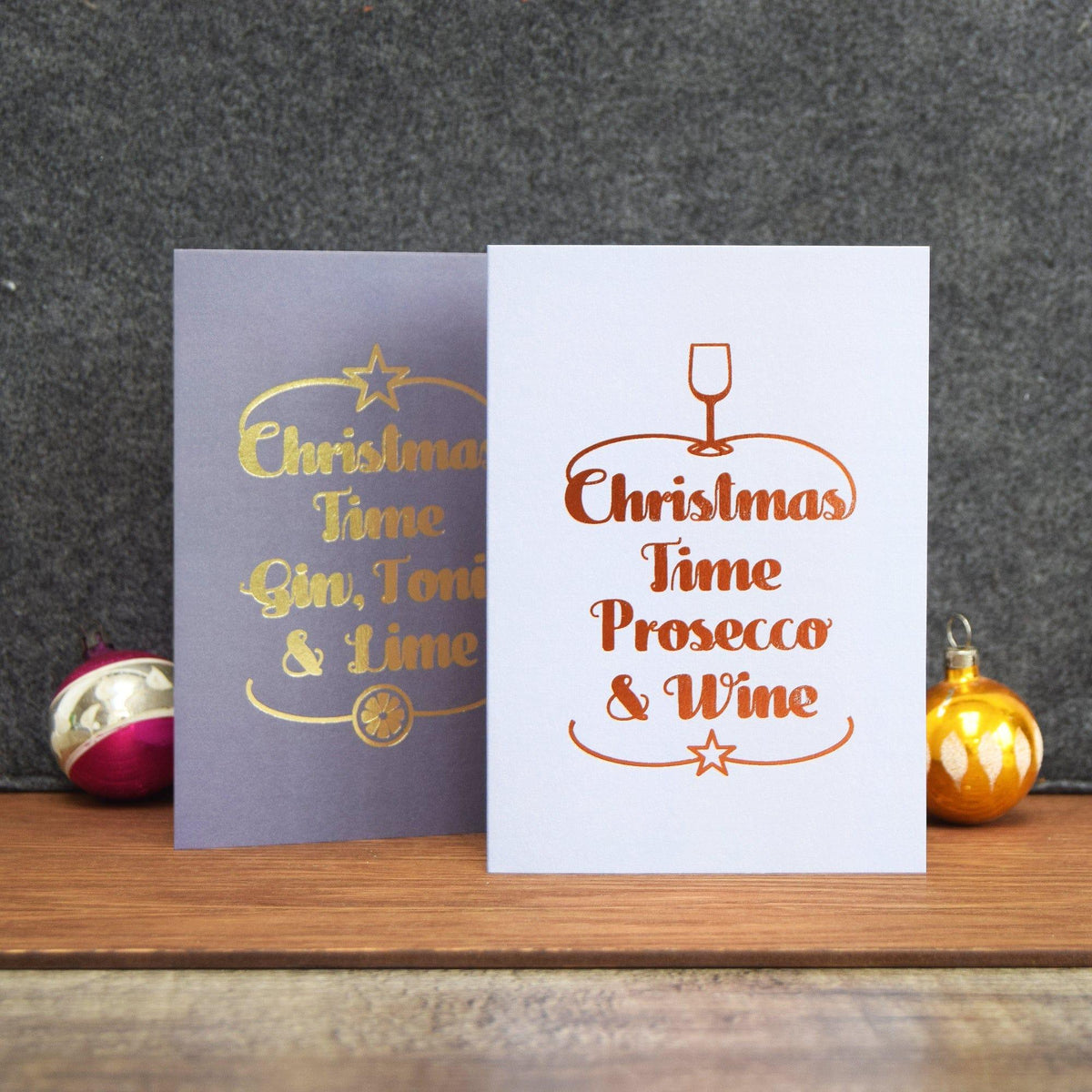 Luxury Foiled 'Prosecco & Wine' Christmas Card - Of Life & Lemons®