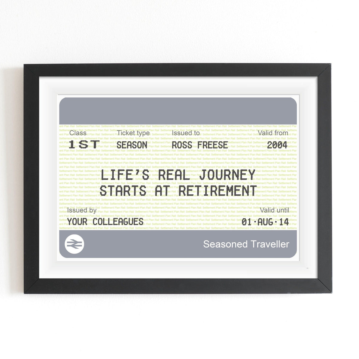 Personalised Train Ticket Retirement Print - Of Life & Lemons®