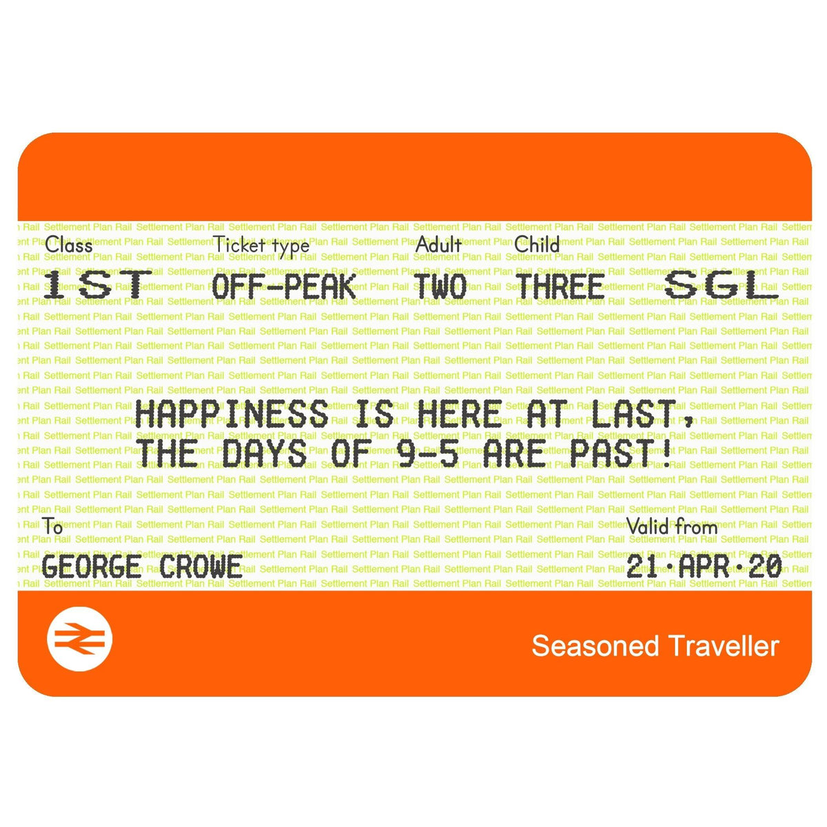 Personalised Train Ticket Retirement Card - Of Life & Lemons®