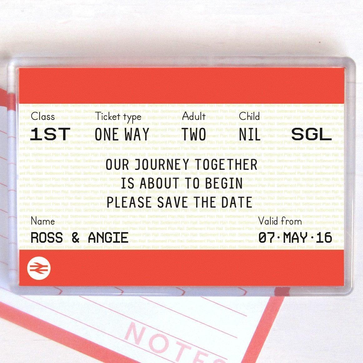Train Ticket Save the Date Magnet - Of Life & Lemons®