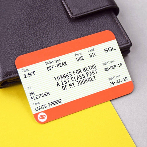 Personalised 'Thank You Teacher' Train Ticket Keepsake Wallet Keepsake Of Life & Lemons 