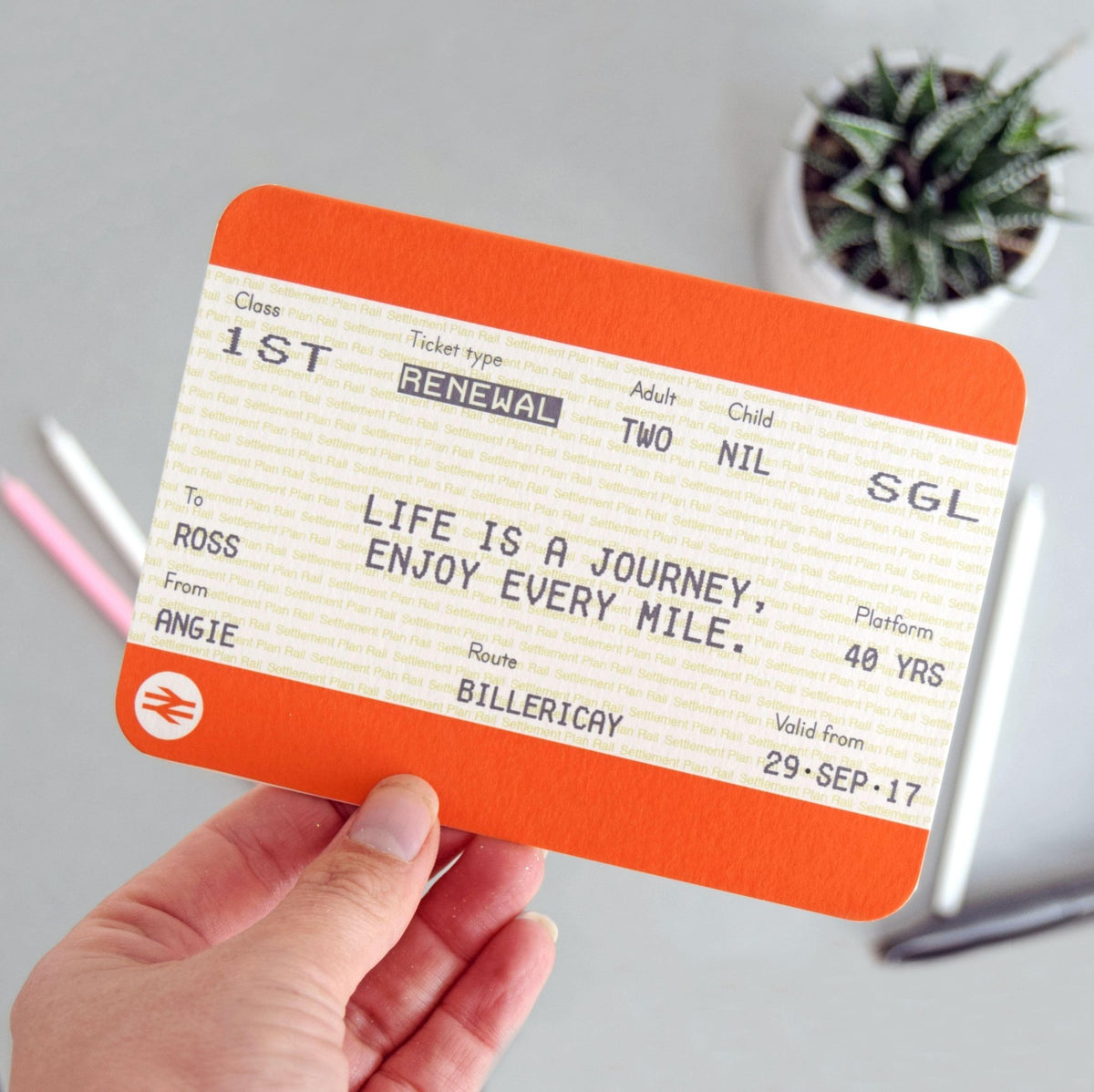 Personalised Train Ticket Birthday Card - Of Life & Lemons®