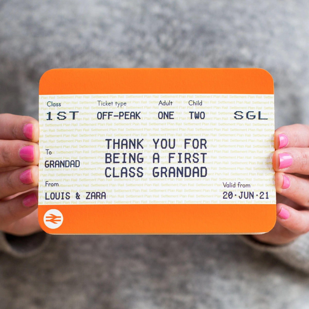 Personalised Train Ticket Card for Grandad - Of Life & Lemons®