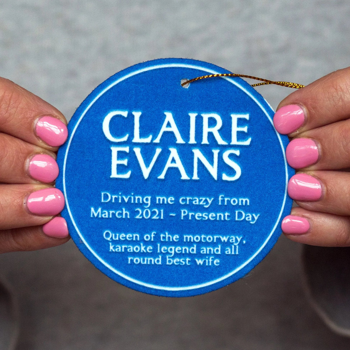Personalised Blue Plaque Car Air Freshener - Of Life & Lemons®