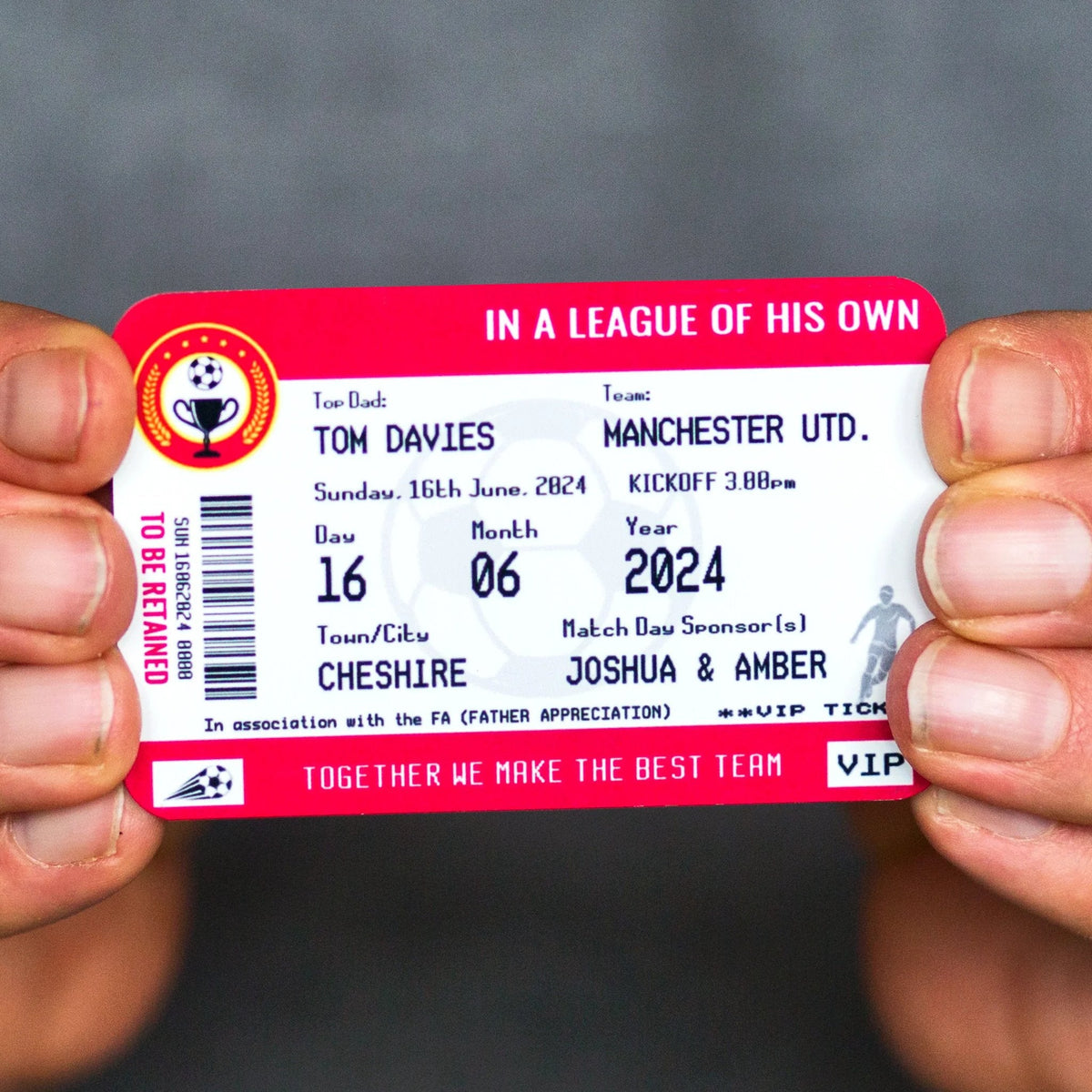 Personalised Football Ticket Wallet Insert For Dad - Of Life & Lemons®