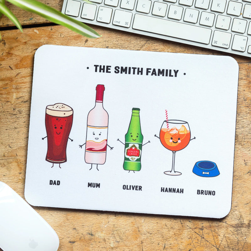 Personalised Family Drinks Mouse Mat