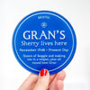 Personalised 'Blue Plaque' Glass Coaster for Gran