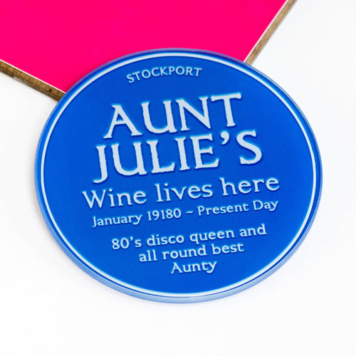 Personalised 'Blue Plaque' Glass Coaster for Aunt - Of Life & Lemons®