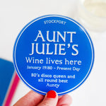 Personalised 'Blue Plaque' Glass Coaster for Aunt