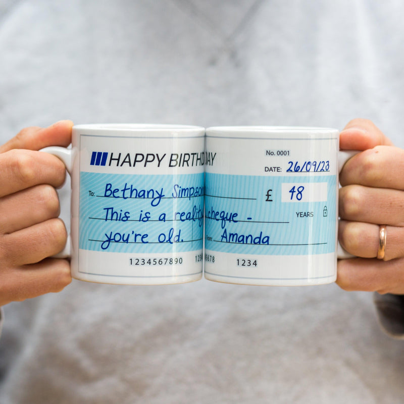 Personalised 'Reality Cheque' Birthday Mug