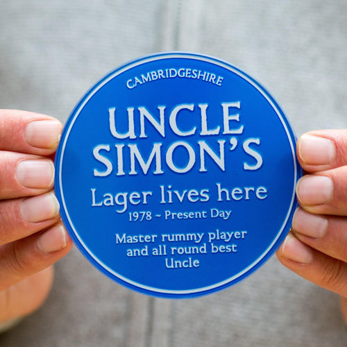 Personalised 'Blue Plaque' Glass Coaster for Uncle - Of Life & Lemons®