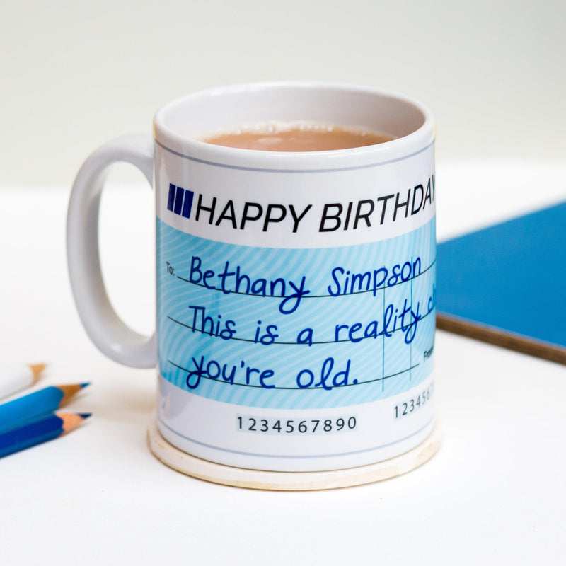 Personalised 'Reality Cheque' Birthday Mug - Of Life & Lemons®