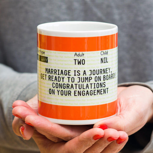 Personalised Engagement Train Ticket Mug