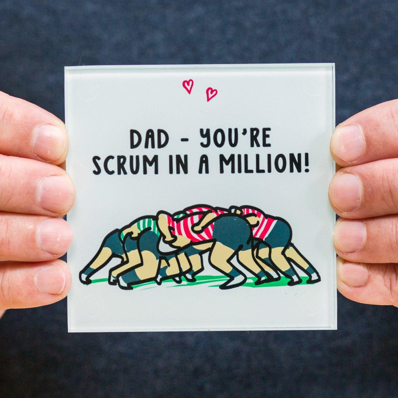'Scrum In A Million' Rugby Coaster for Dad