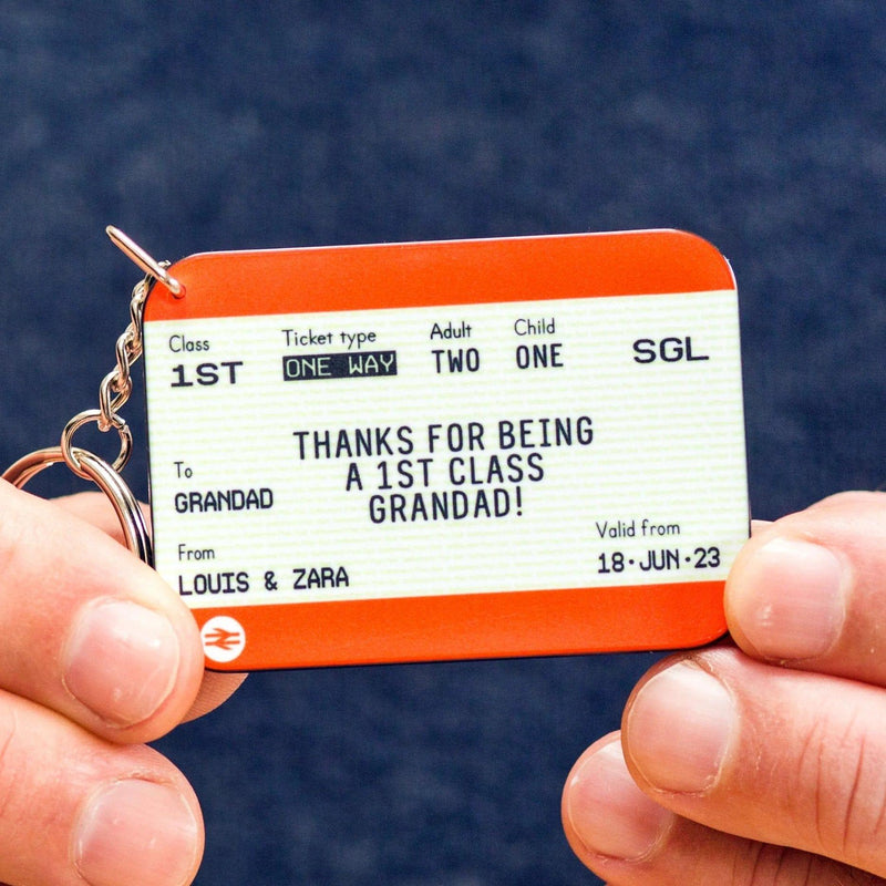 Personalised Train Ticket Keyring for Grandad - Of Life & Lemons®