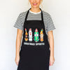 Funny christmas apron with illustrations of alcohol bottles